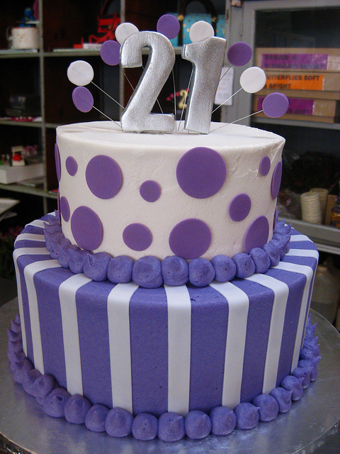 2 Tier Purple Birthday Cake