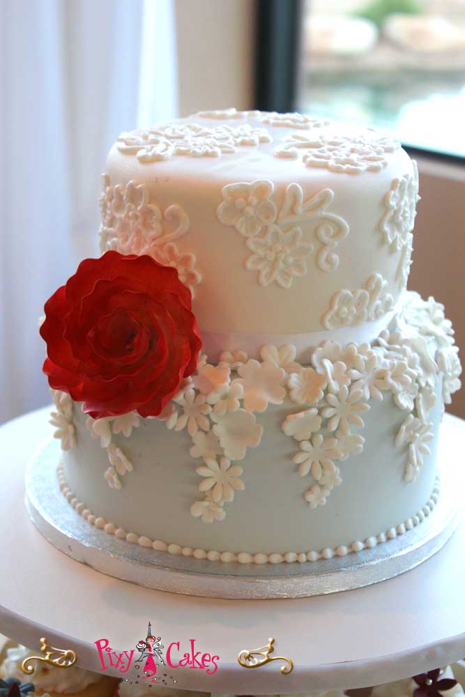 5 2 Tier White Fondant Wedding Cakes Photo Two Tier Wedding Cake