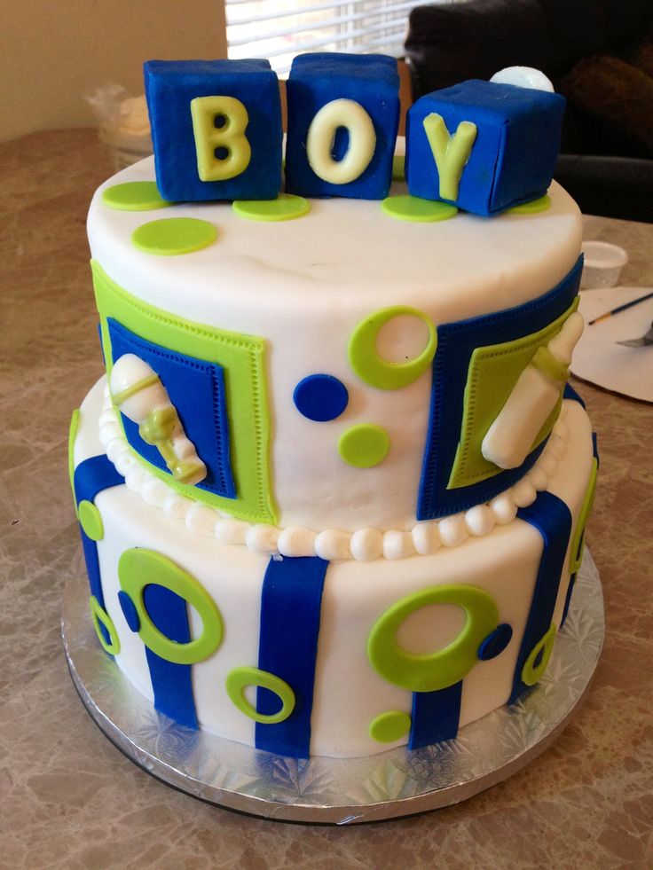 Blue And Green Baby Shower Cake Baby Shower Ideas