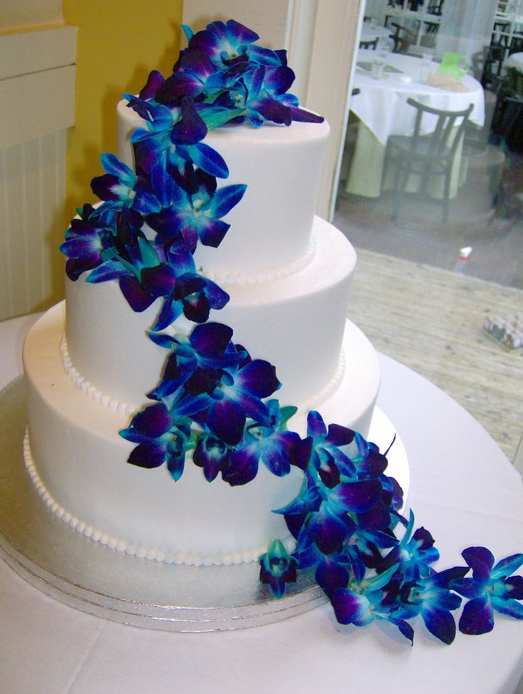 Blue Dendrobium Orchid Wedding Cake