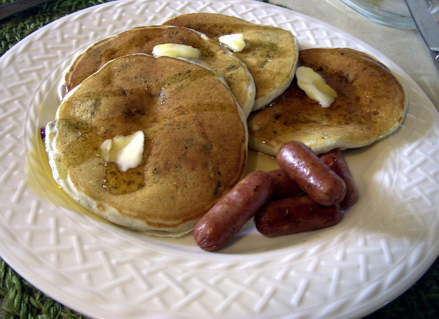 Blueberry Pancakes and Sausage