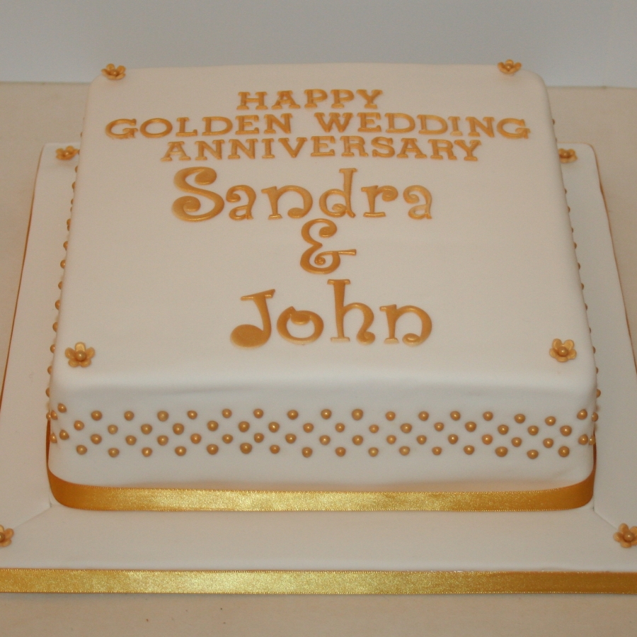 Golden Wedding Anniversary Cake