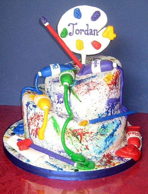 Messy Art Birthday Cake