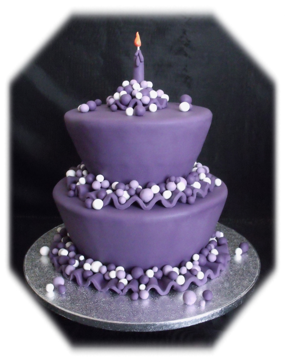 Purple Two Tier Birthday Cake