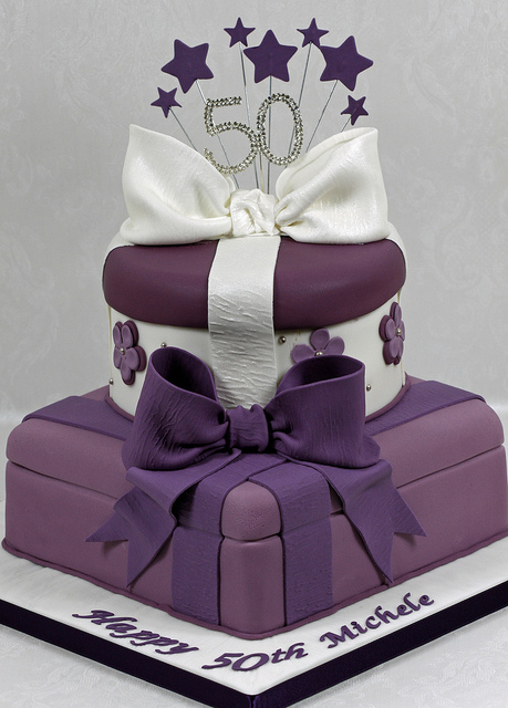 Purple Two Tier Birthday Cake