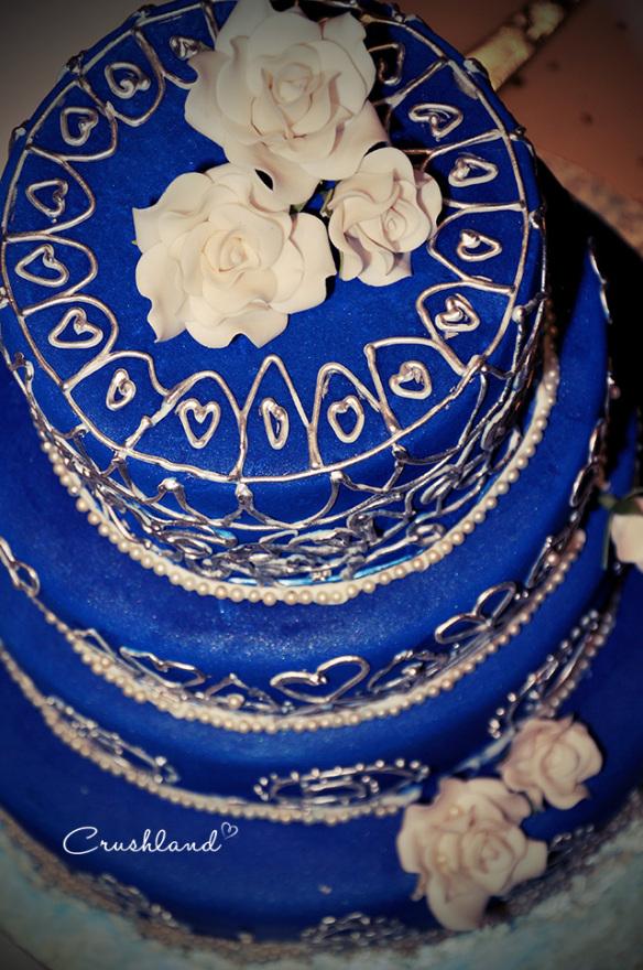 Royal Blue and Silver Wedding Cakes