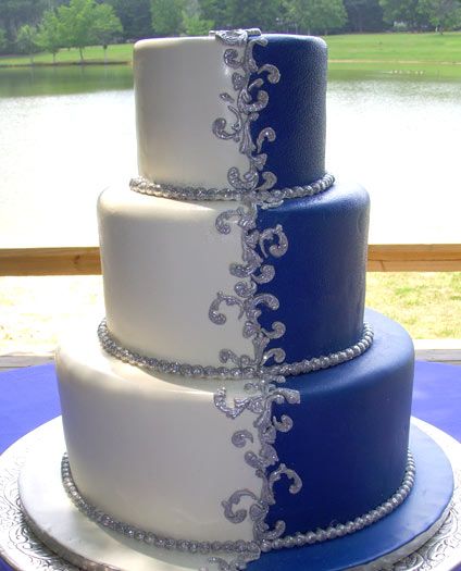 Royal Blue and Silver Wedding Cakes