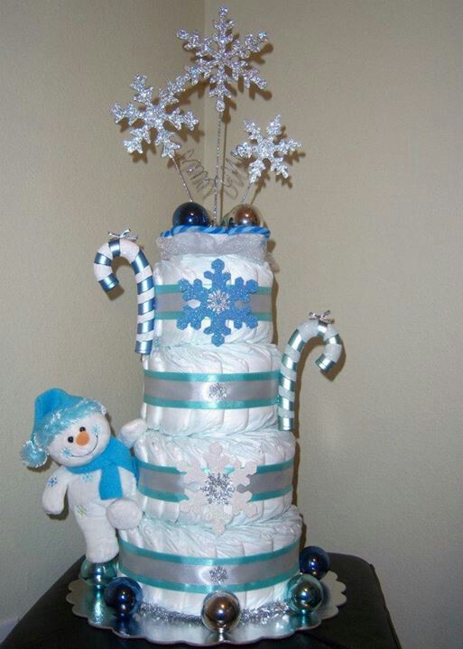 Snowman Diaper Cake for Baby Shower