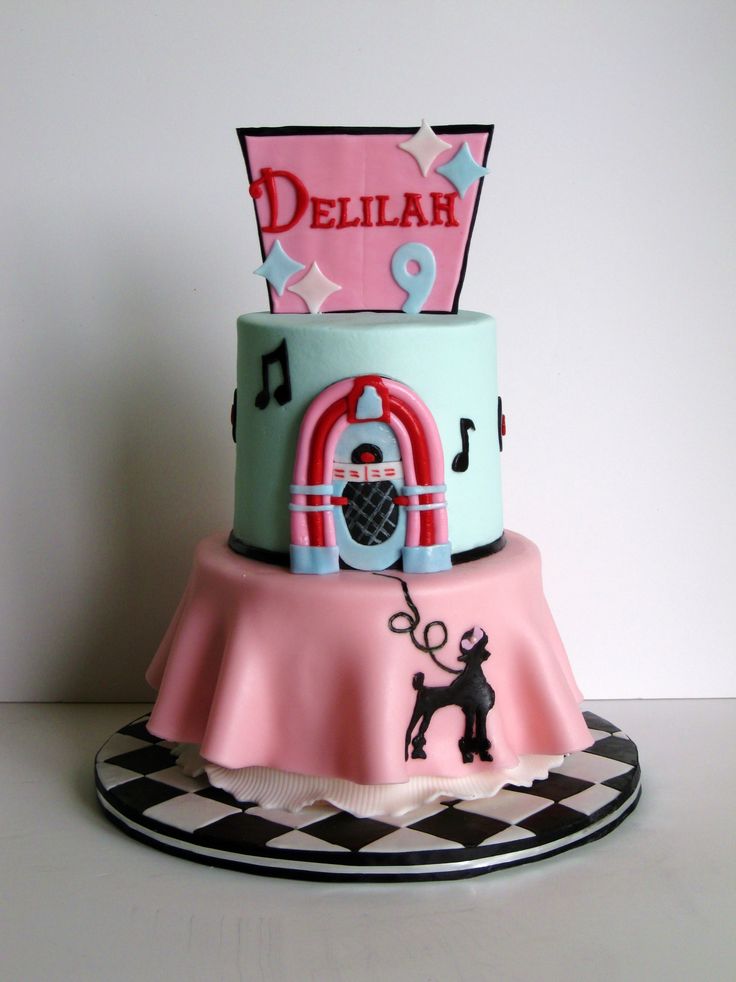 1950s Poodle Skirt Birthday Cake Girl