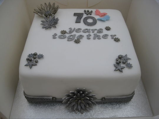 70th Anniversary Platinum Wedding Cake