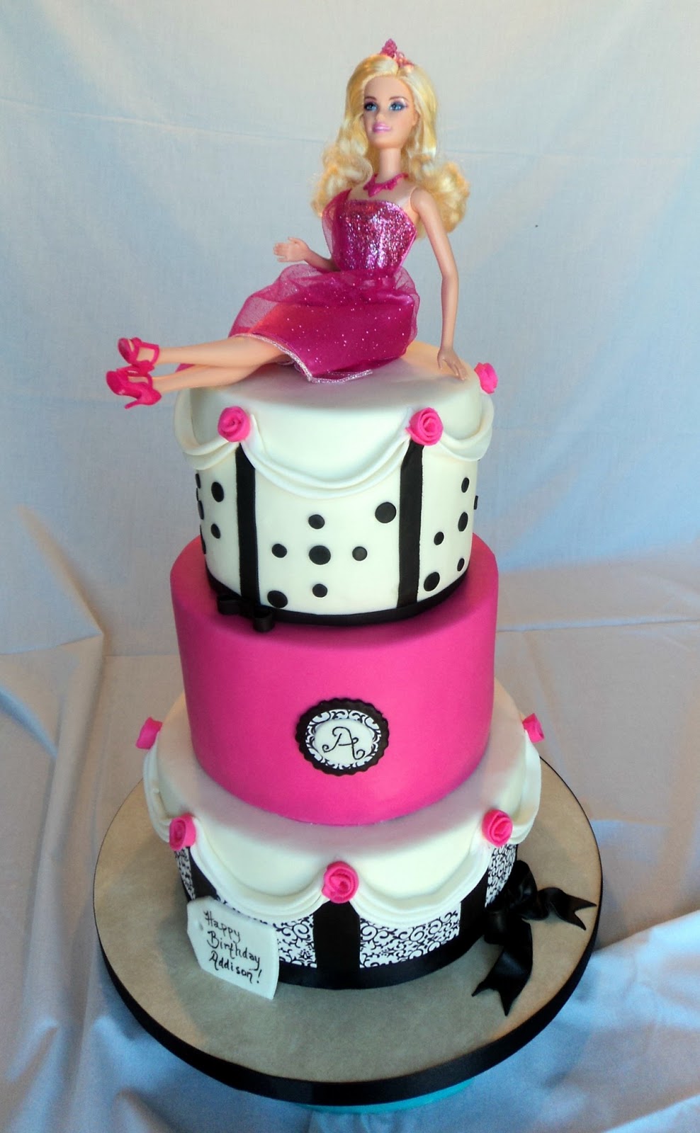 Barbie Birthday Cake Pink Black and White