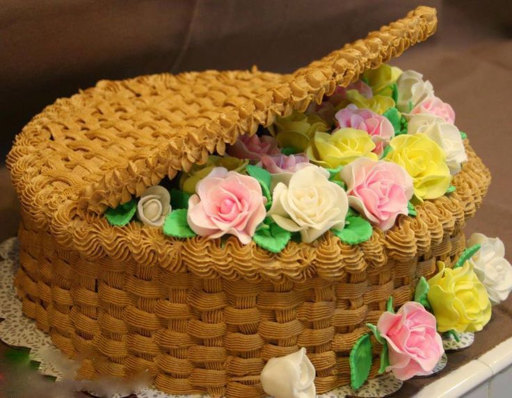 Basket Cake with Flowers