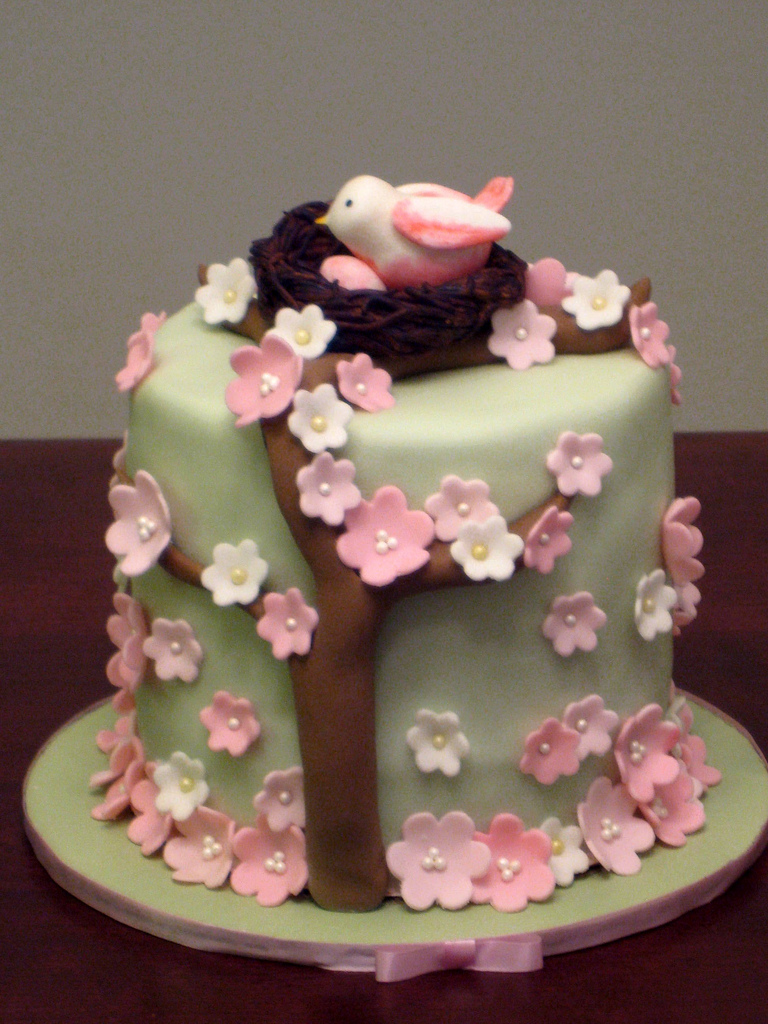 Bird and Nest Baby Shower Cake