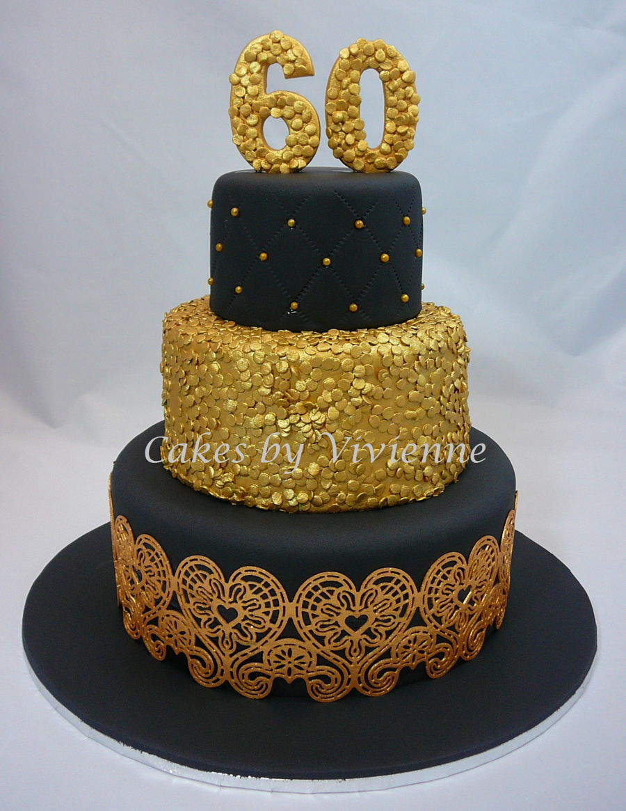 Black and Gold 60th Birthday Cakes