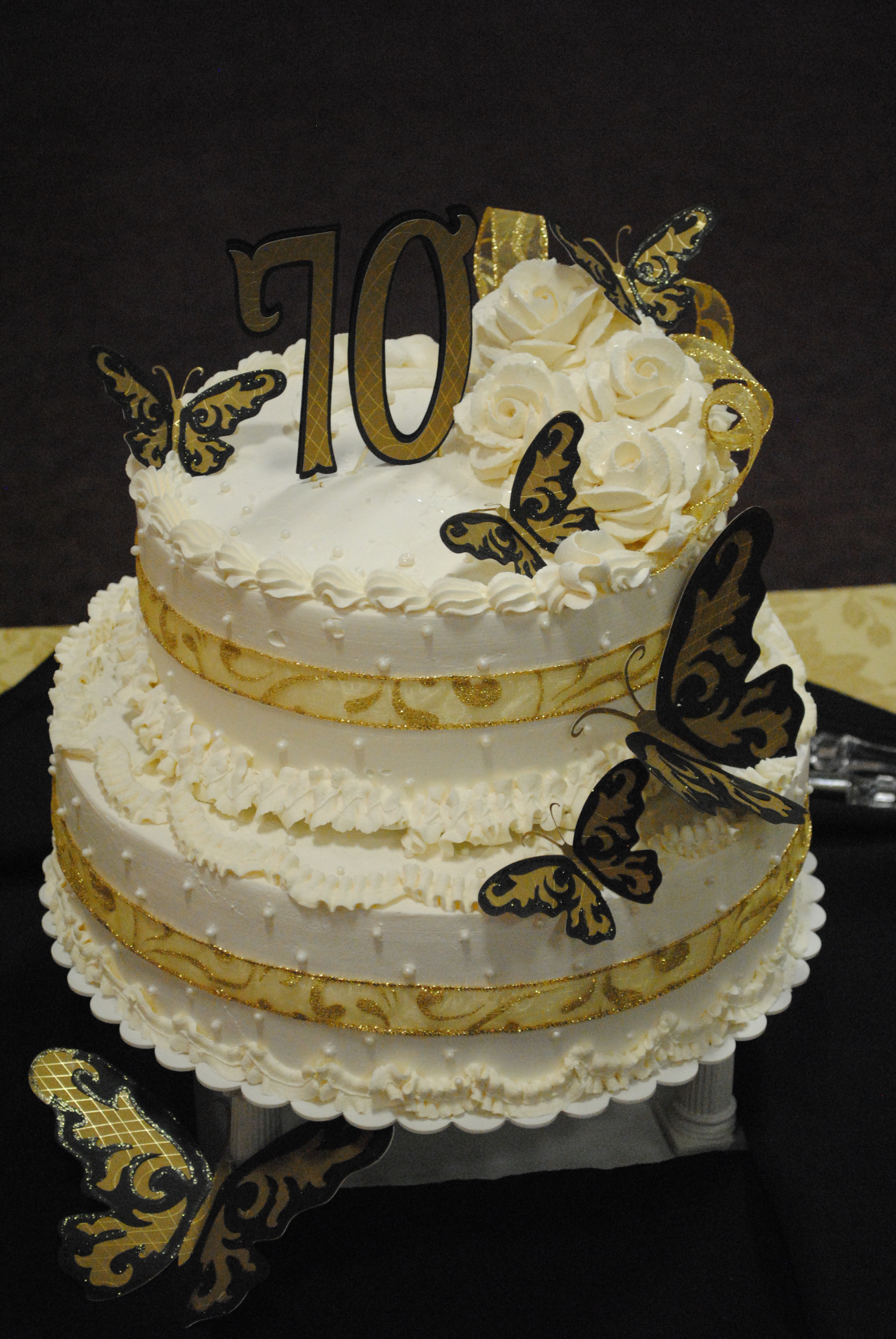 Black and Gold 70th Birthday Cake