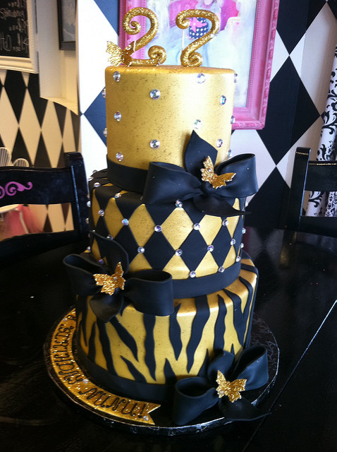 Black and Gold Birthday Cake