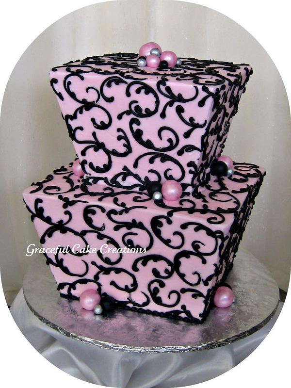 Black and Pink Birthday Cake