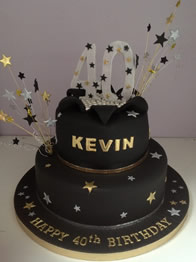 Black White and Gold Birthday Cake