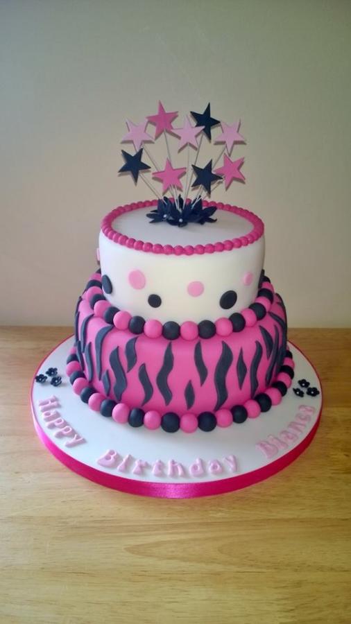 Black White Pink Birthday Cake