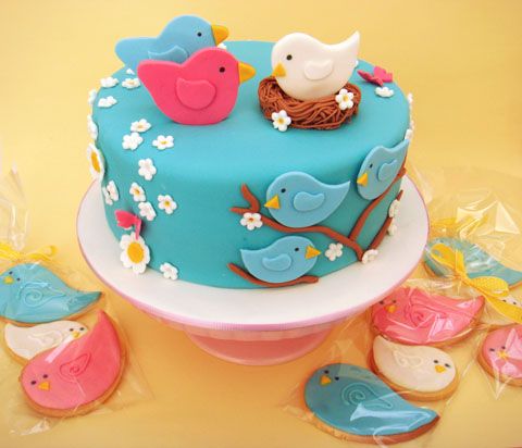 Blue Bird Baby Shower Cake