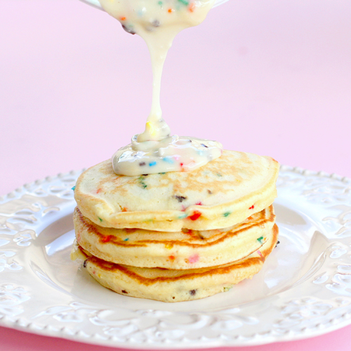 Breakfast Birthday Cake Batter Pancakes