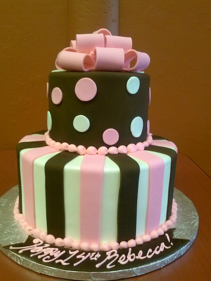 Brown and Pink Birthday Cake