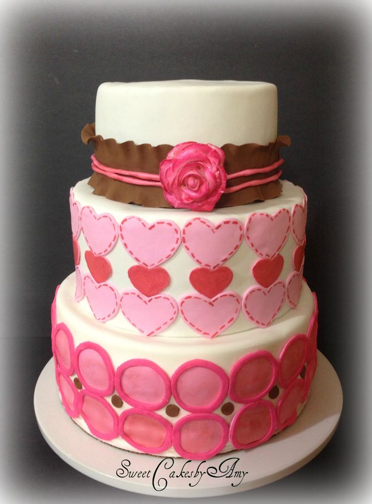 Brown and Pink Birthday Cake