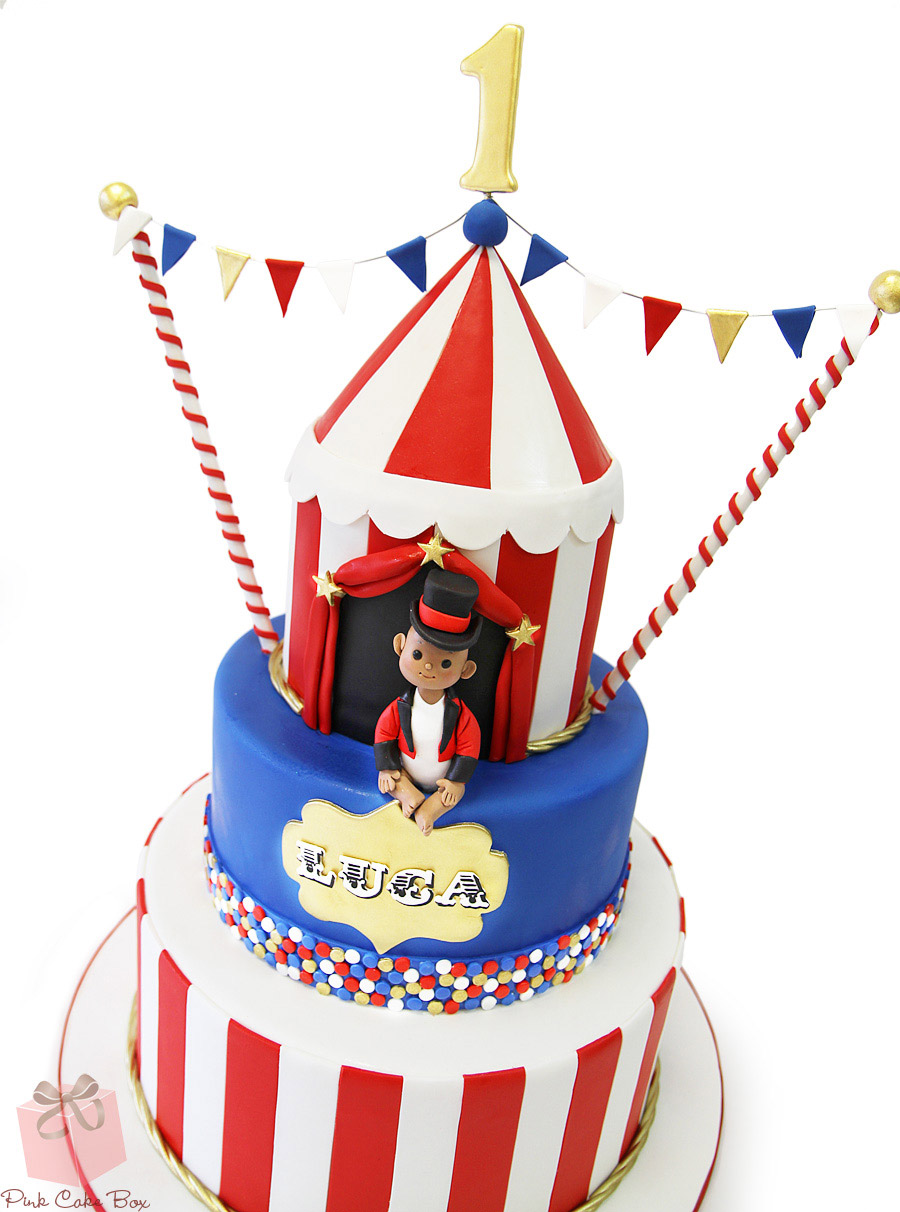 Circus Themed First Birthday Cake