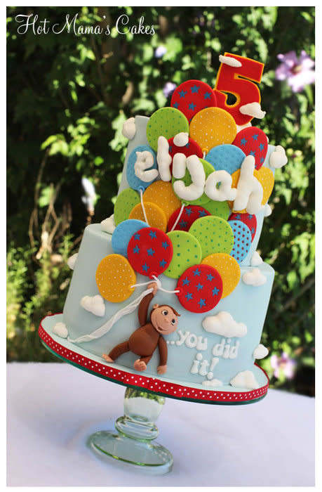 Curious George with Balloons Cake