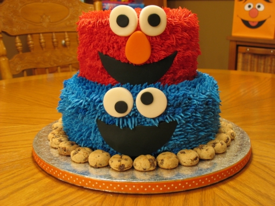 Elmo Cookie Monster Cake