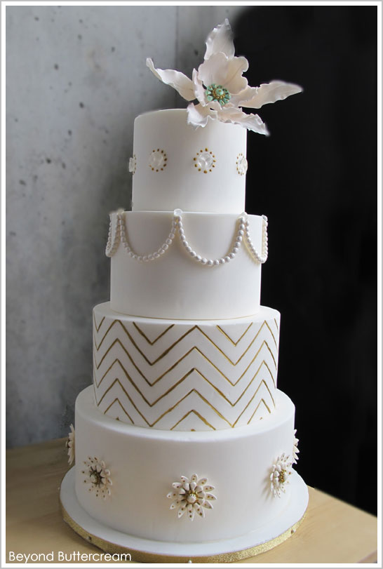 Gold Chevron Cakes Buttercream