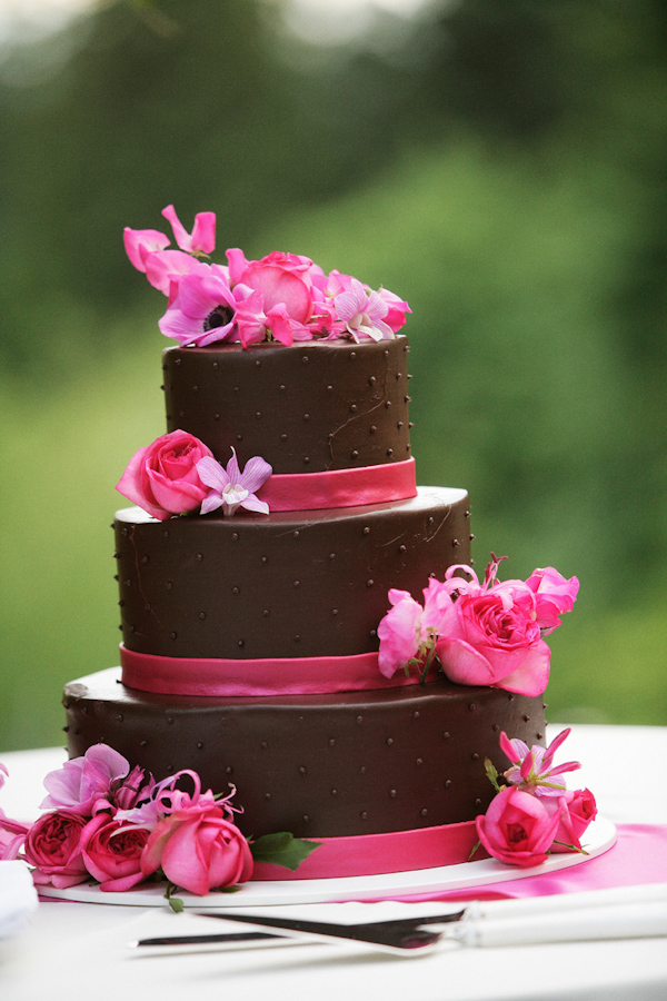 Hot Pink and Chocolate Wedding Cake