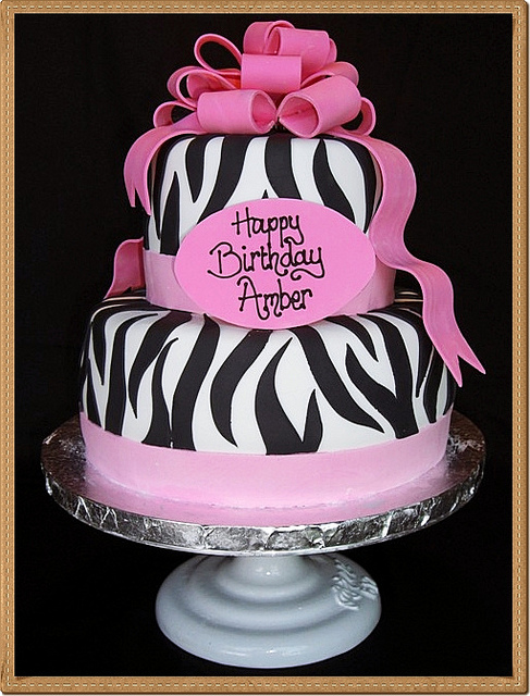 Hot Pink Zebra Stripes Cake