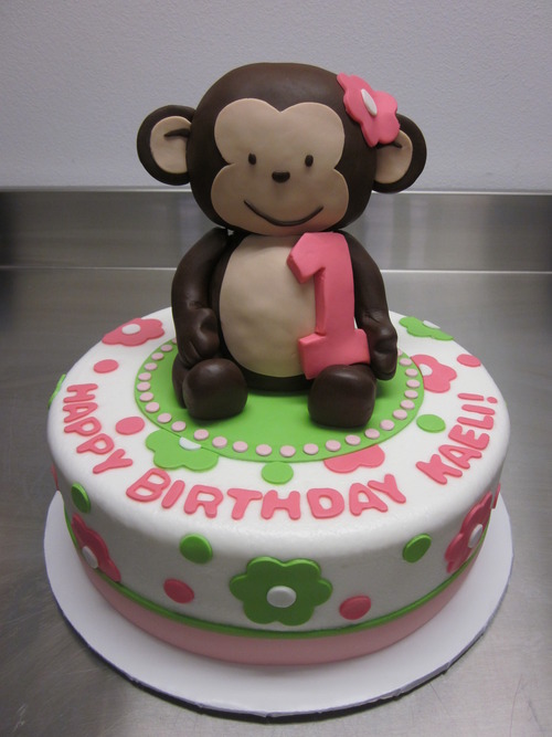 Mod Monkey Girl Birthday Cake