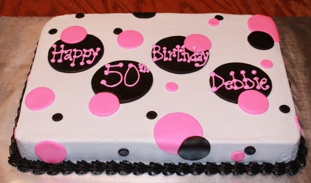 Pink and Black Polka Dot Sheet Cake