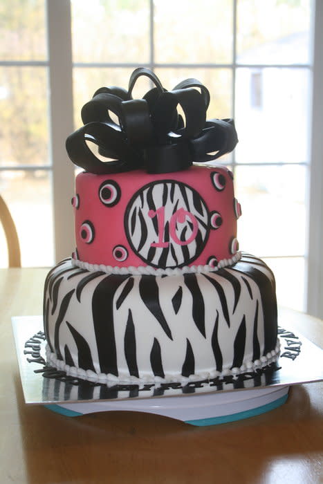 Pink and Black Zebra Print Tiered Cake