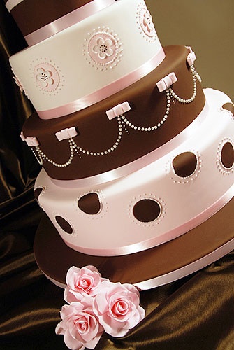 Pink and Brown Wedding Cake