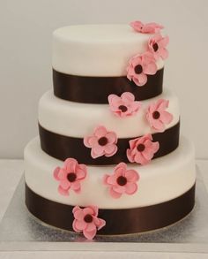 Pink and Brown Wedding Cake