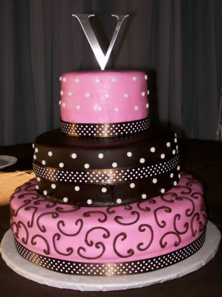 Pink and Brown Wedding Cake