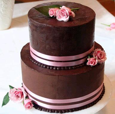 Pink and Chocolate Wedding Cake