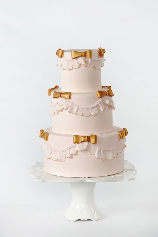 Pink and Gold Cake with Bows