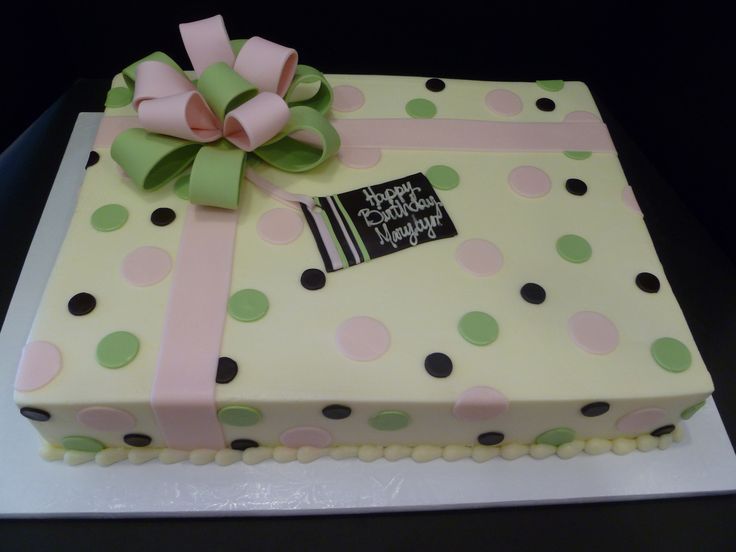 Pink and Green Polka Dot Sheet Cake