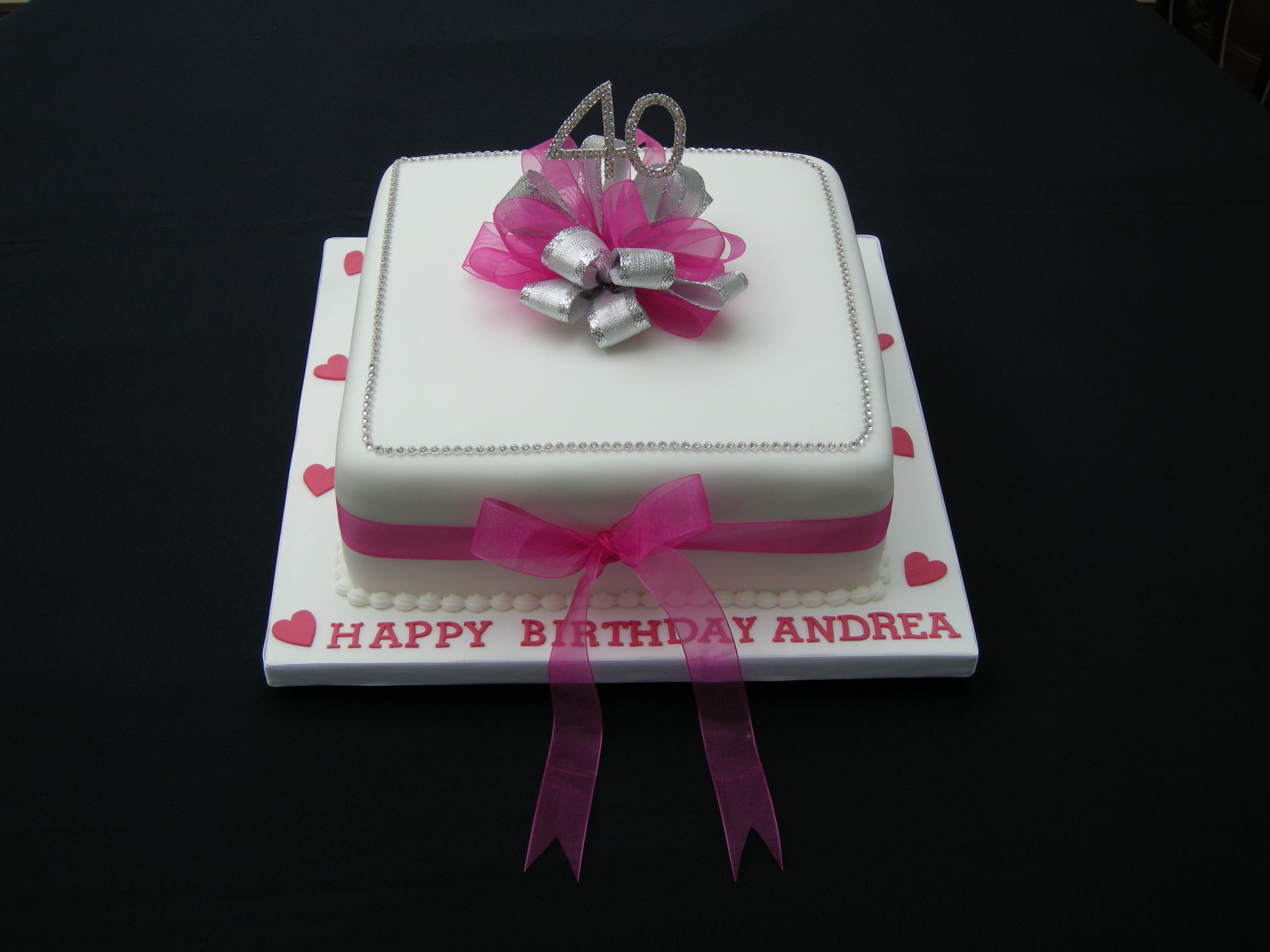 Pink and Silver Birthday Cake