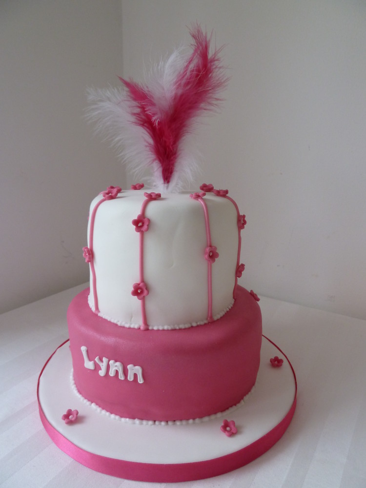 Pink and White Birthday Cake