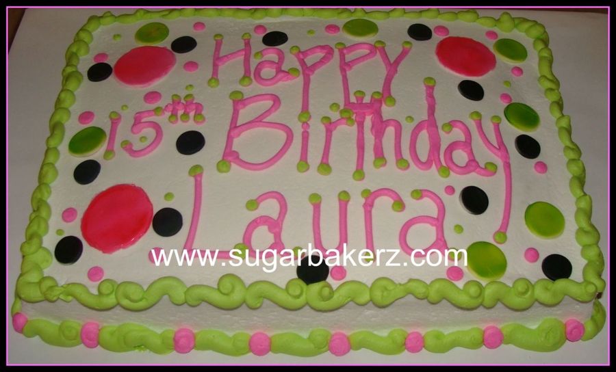 Pink Polka Dot Birthday Sheet Cake