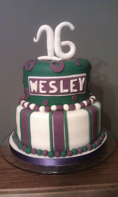 Purple and Teal Birthday Cake