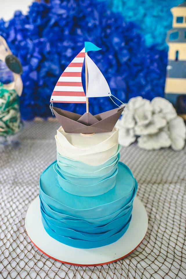 Sailboat Theme Birthday Cake