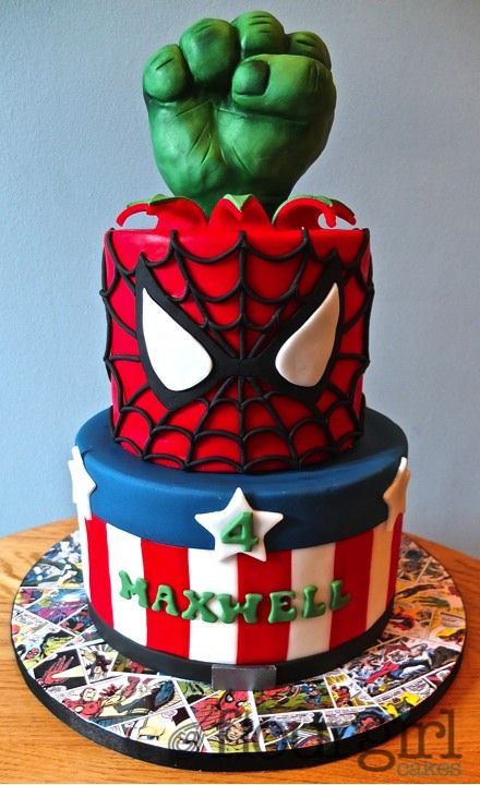 Superhero Captain America Birthday Cake