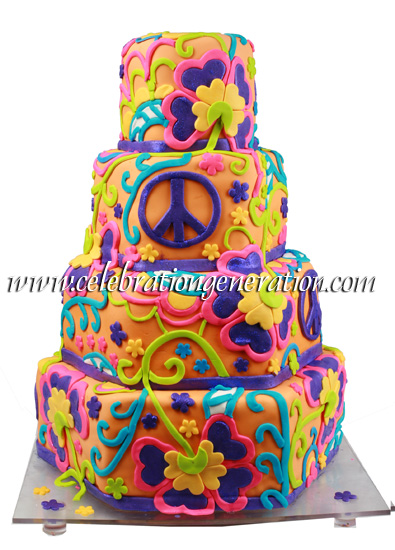 Trippy Hippie Wedding Cake