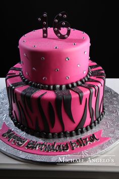 Two Tier Pink Zebra Cake